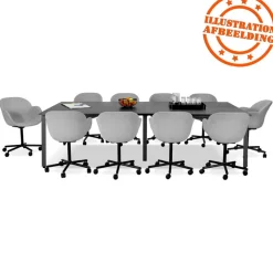 ALTEREGO Double bureau bench ou table de réunion 'AMADEUS' en bois finition naturelle et métal noir