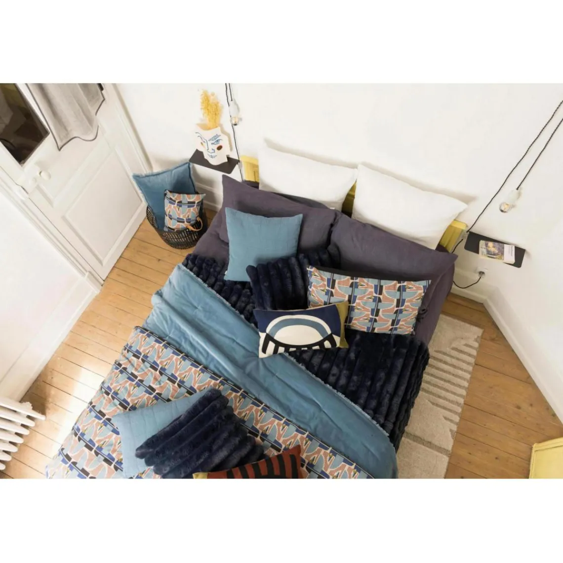 Maison Vivaraise Edredon uni Fara Acier 85 x 200 Discount