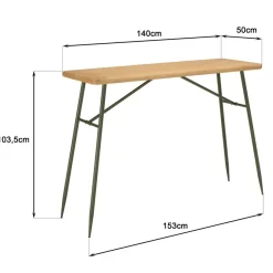 Macabane Ensemble 1 bar avec 2 tabourets pin et métal vert HELENA New