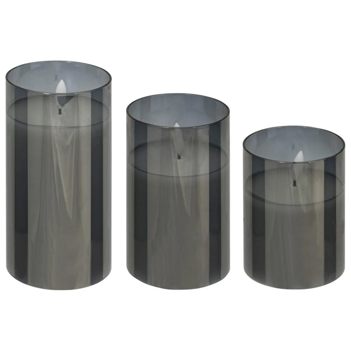 3S. x Home Ensemble 3 bougies LED en verre SENA noir Hot