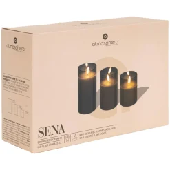 3S. x Home Ensemble 3 bougies LED en verre SENA noir Hot