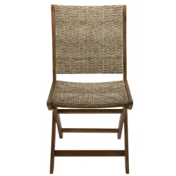 Macabane Ensemble de 2 chaises de jardin pliantes en bois Acacia et rotin synthétique Best