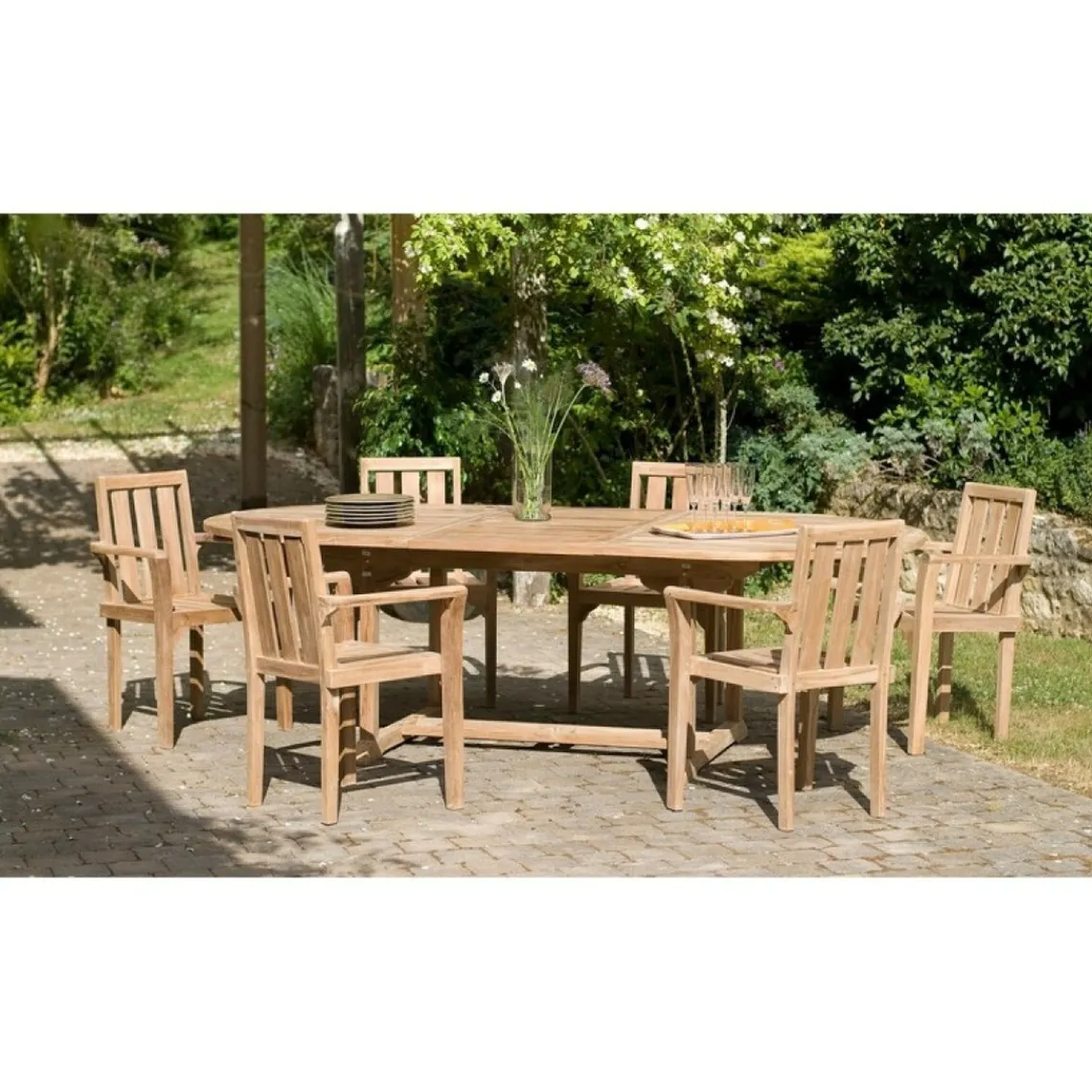 Macabane Ensemble de 2 fauteuils de jardin empilables en bois Teck Online
