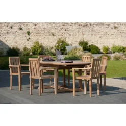 Macabane Ensemble de 2 fauteuils de jardin empilables en bois Teck Online