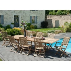 Macabane Ensemble de 2 fauteuils de jardin Lombock en bois Teck Outlet