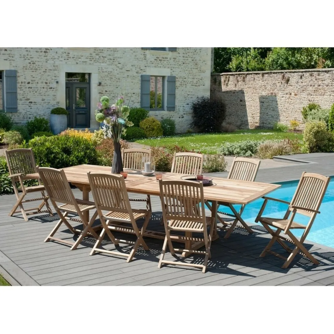 Macabane Ensemble de 2 fauteuils de jardin Lombock en bois Teck Outlet