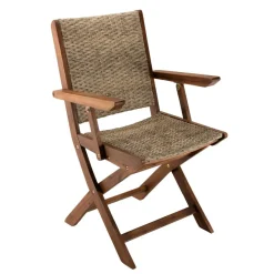 Macabane Ensemble de 2 fauteuils de jardin pliants en bois Acacia et rotin synthétique New