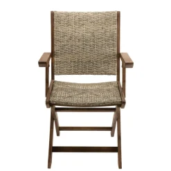 Macabane Ensemble de 2 fauteuils de jardin pliants en bois Acacia et rotin synthétique New