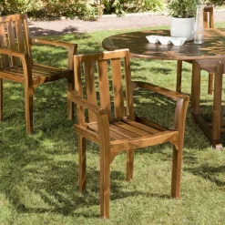 Macabane Ensemble de 2 fauteuils empilables HANNA en bois teck huilé New