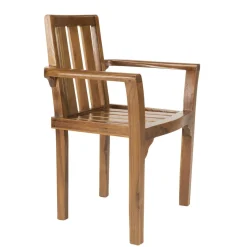 Macabane Ensemble de 2 fauteuils empilables HANNA en bois teck huilé New