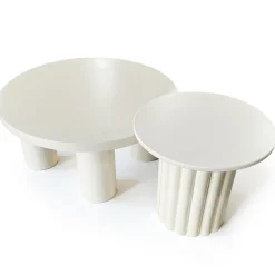3S. x Home Ensemble de 2 tables basses rondes avec piètement style colonne Storia Crème Outlet