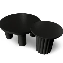 3S. x Home Ensemble de 2 tables basses rondes avec piètement style colonne Storia Noir Clearance