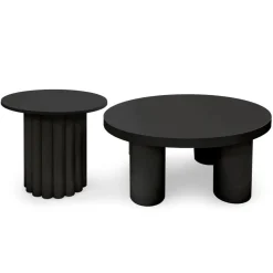 3S. x Home Ensemble de 2 tables basses rondes avec piètement style colonne Storia Noir Clearance