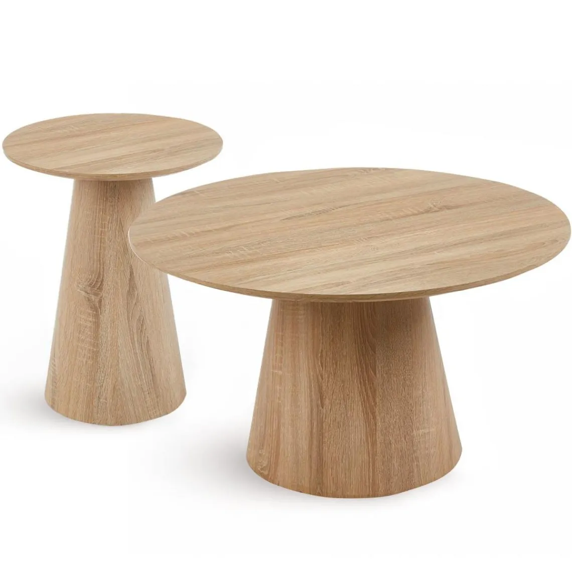 3S. x Home Ensemble de 2 tables basses rondes Callie Chêne clair New