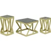 3S. x Home Ensemble de 3 tables d'appoint Zendaya en Verre fumé et Métal Or Discount
