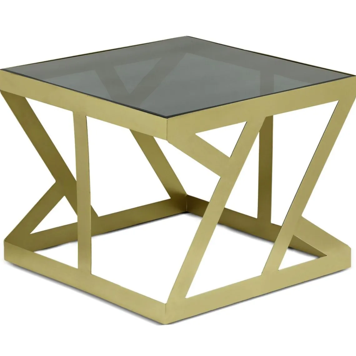 3S. x Home Ensemble de 3 tables d'appoint Zendaya en Verre fumé et Métal Or Discount