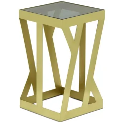 3S. x Home Ensemble de 3 tables d'appoint Zendaya en Verre fumé et Métal Or Discount