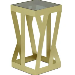 3S. x Home Ensemble de 3 tables d'appoint Zendaya en Verre fumé et Métal Or Discount