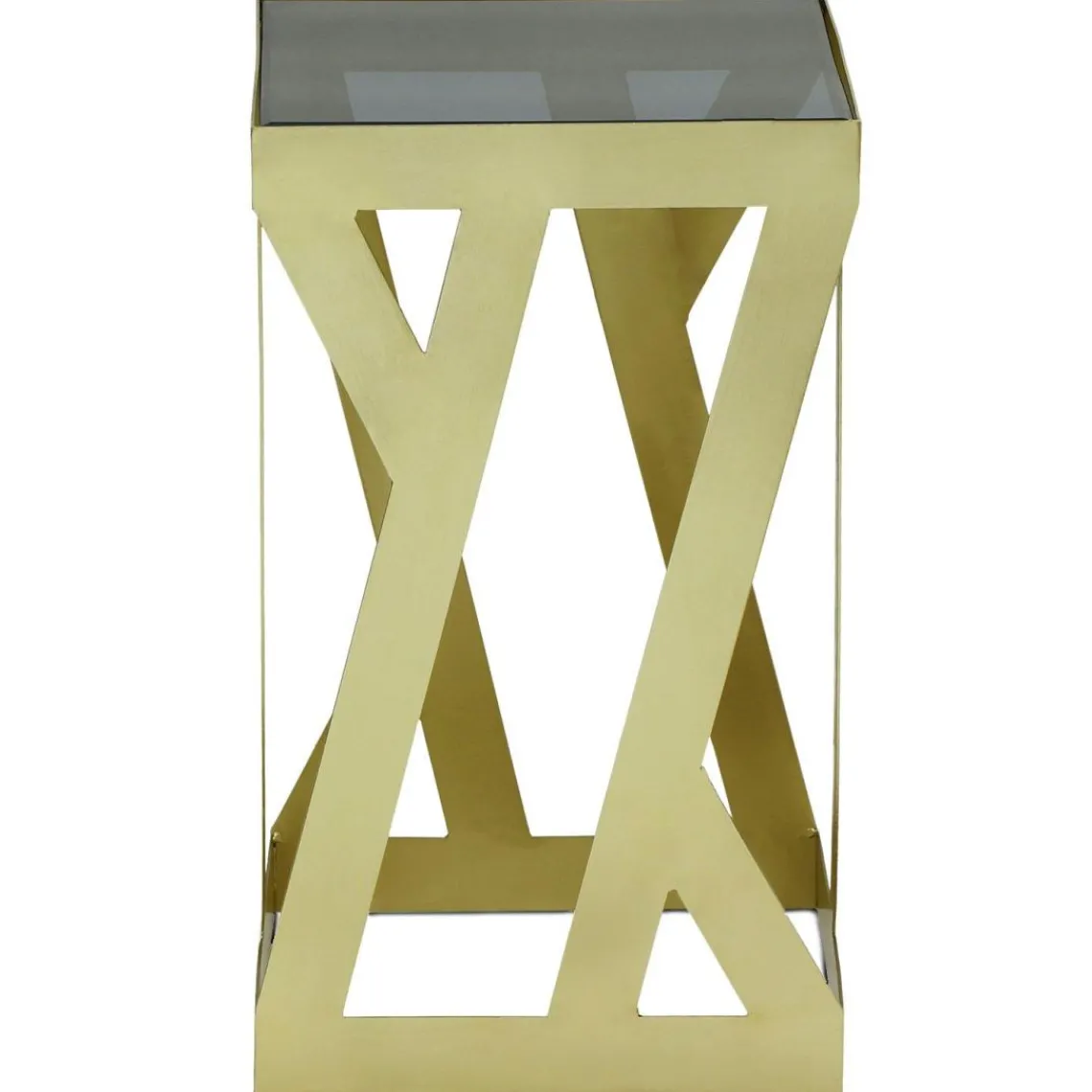 3S. x Home Ensemble de 3 tables d'appoint Zendaya en Verre fumé et Métal Or Discount