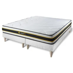 Sleepfit Ensemble double sommier matelas FLEXY ressorts ensaches et memoire de forme Discount
