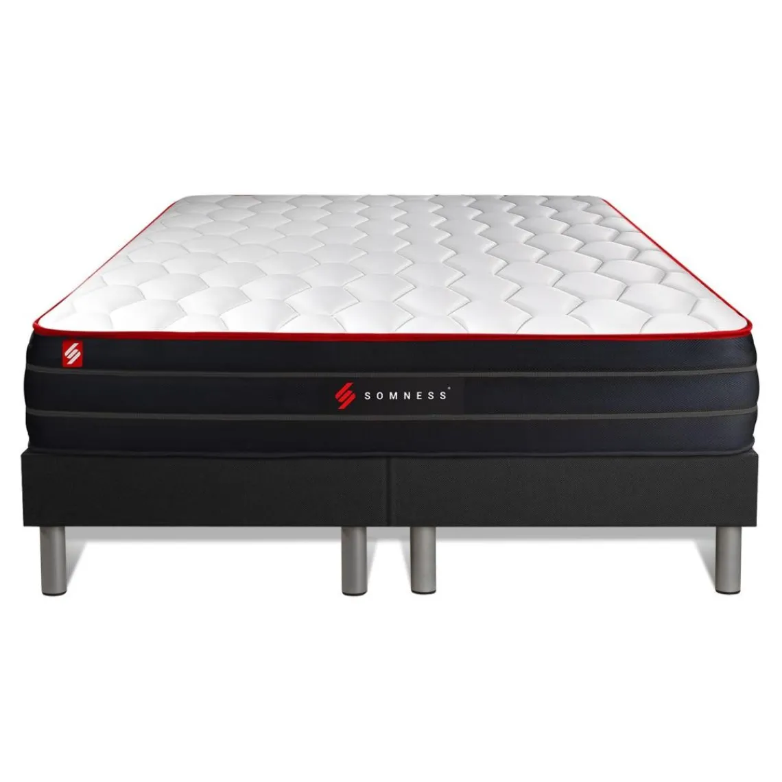 Somness Ensemble double sommier matelas ressorts ensaches et memoire de forme Discount