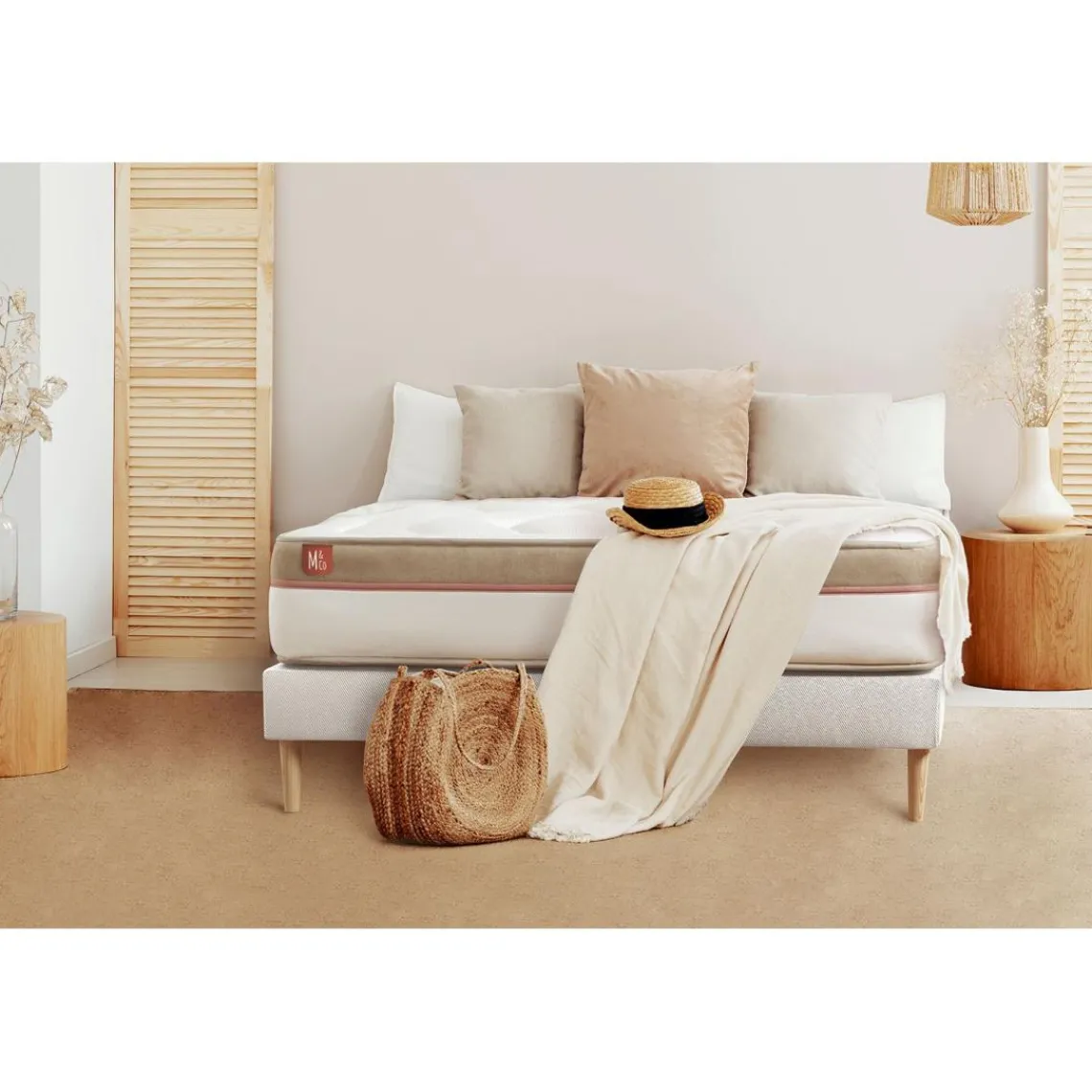 Marmottes & Co Ensemble LE COSY Memoire de forme 7 zones de confort sommier Blanc Outlet