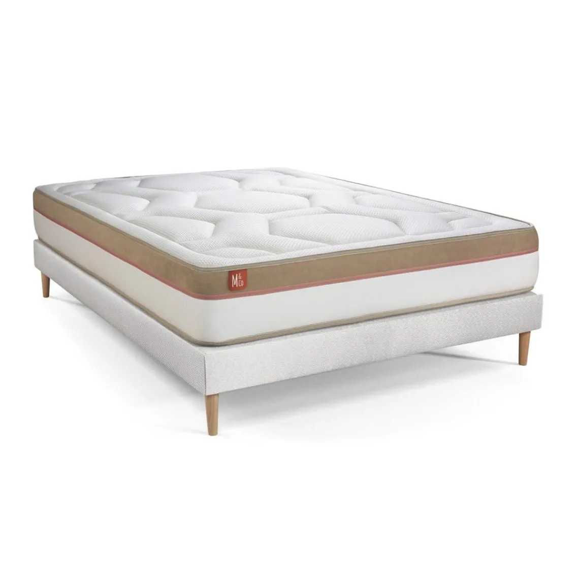 Marmottes & Co Ensemble LE COSY Memoire de forme 7 zones de confort sommier Blanc Outlet