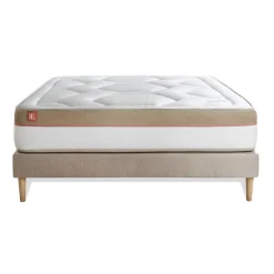 Marmottes & Co Ensemble LE COSY Memoire de forme 7 zones de confort sommier kit Beige Discount