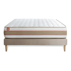 Marmottes & Co Ensemble LE DÉLICAT Ressorts ensaches Memoire de forme 5 zones de confort ,sommier kit Beige Online