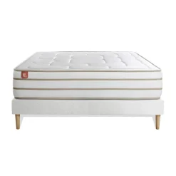 Marmottes & Co Ensemble LE DOUILLET Memoire de forme BioViscoMaxi epaisseur et sommier Blanc Clearance