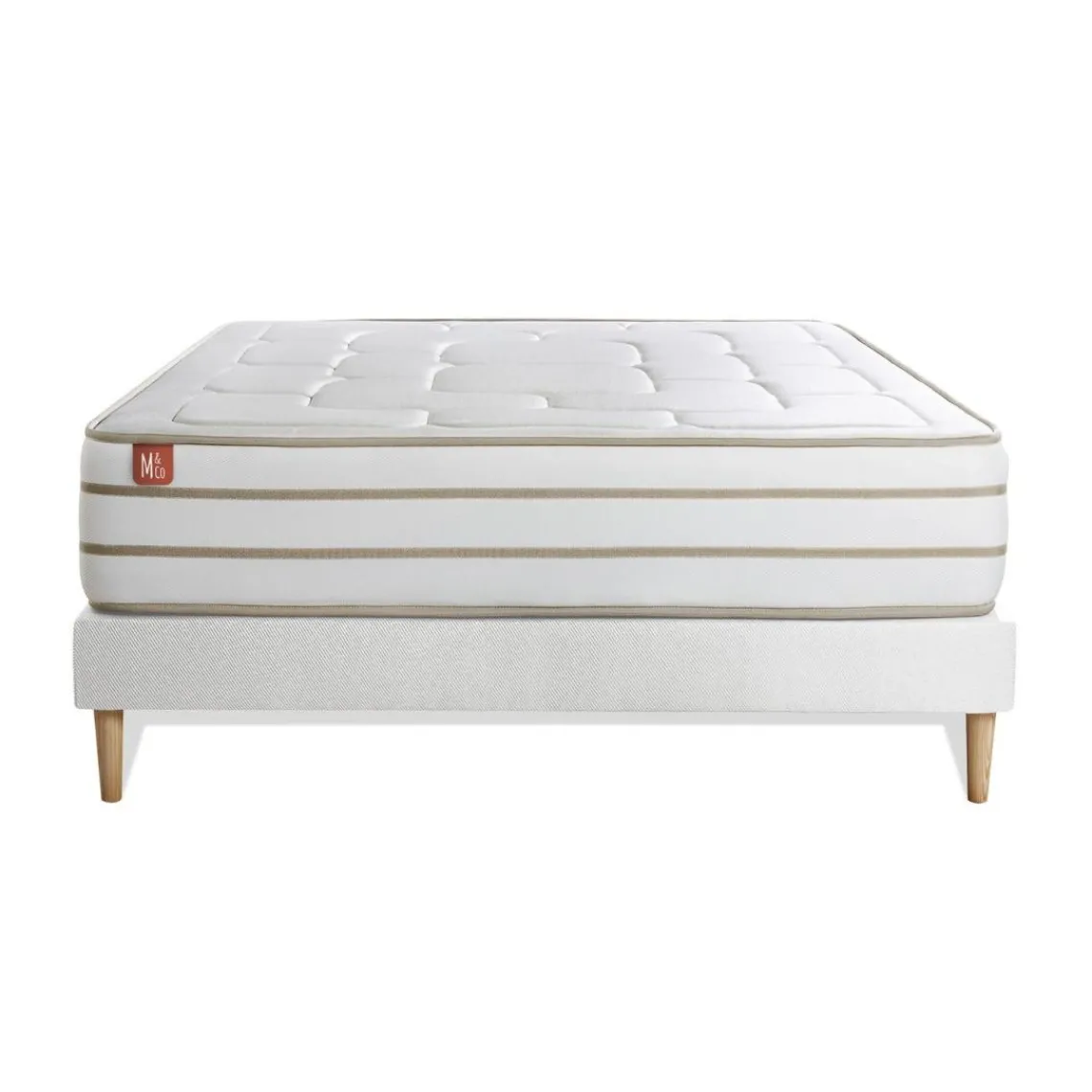 Marmottes & Co Ensemble LE DOUILLET Memoire de forme BioViscoMaxi epaisseur et sommier Blanc Clearance