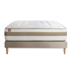 Marmottes & Co Ensemble LE RAFFINÉ Ressorts ensaches Memoire de forme BioVisco Maxi epaisseur sommier kit Beige
