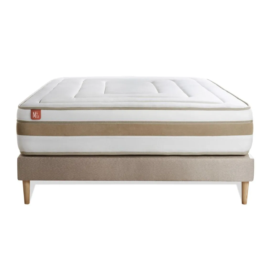Marmottes & Co Ensemble LE RAFFINÉ Ressorts ensaches Memoire de forme BioVisco Maxi epaisseur sommier kit Beige