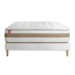 Marmottes & Co Ensemble LE RAFFINÉ Ressorts ensaches Memoire de forme BioVisco Maxi epaisseur sommier kit Blanc Clearance
