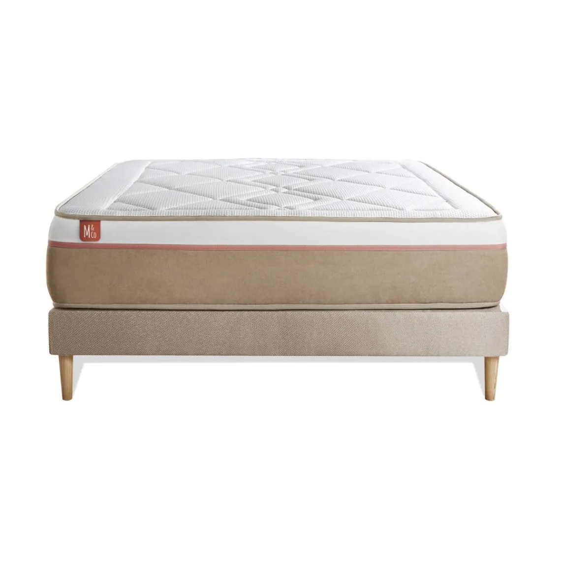 Marmottes & Co Ensemble LE SOYEUX Ressorts ensaches Memoire de forme BioVisco sommier Beige Outlet