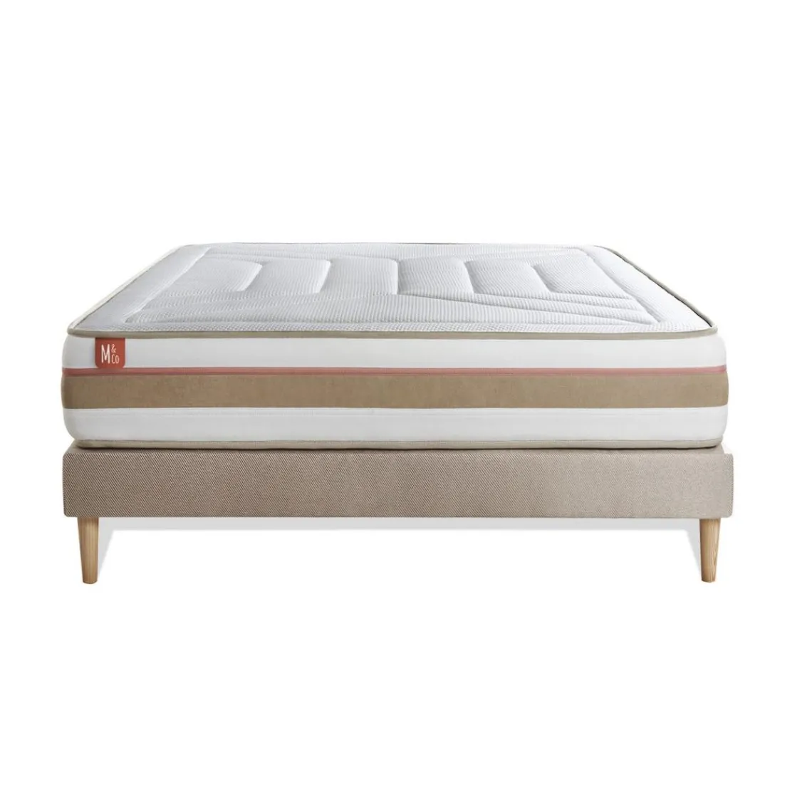 Marmottes & Co Ensemble LE TENDRE Ressorts ensaches Memoire de forme 7 zones de confort sommier Beige Clearance