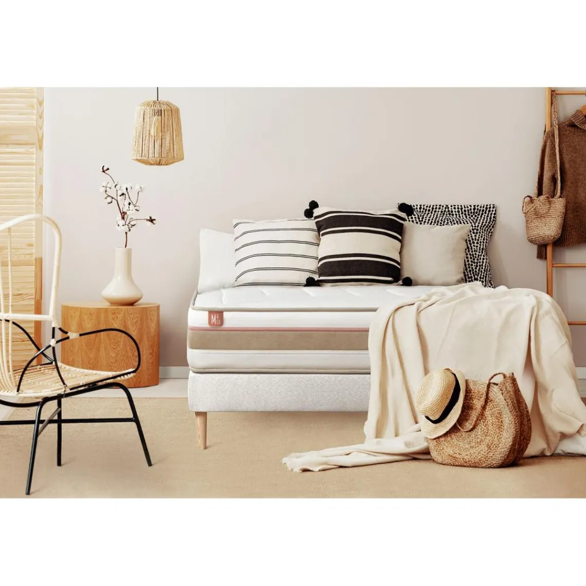 Marmottes & Co Ensemble LE TENDRERessorts ensaches Memoire de forme 7 zones de confort sommier Blanc New