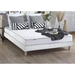 Selenia Ensemble Matelas 100% latex 3 zones NUDE et Sommier Blanc Sale