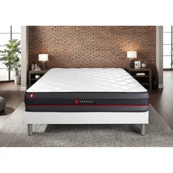 Somness Ensemble matelas REGEN a memoire de forme sommier kit blanc Discount