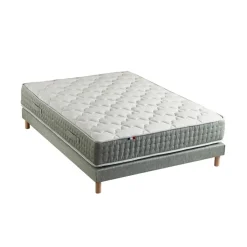 Selenia Ensemble Matelas Ressort 7 Zones Face Hiver/Eté HYGO + Sommier Vert Céladon LEO Fabriqué En France Clearance