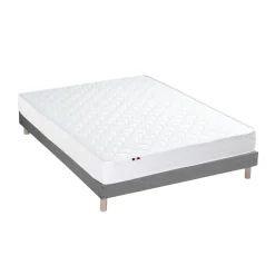 Selenia Ensemble Matelas Ressorts Fermes biconiques SPECTOS + Sommier Made in France - Sommier Gris chiné Sale
