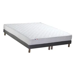Selenia Ensemble Matelas Ressorts Fermes biconiques SPECTOS + Sommier Made in France - Sommier Gris chiné Sale