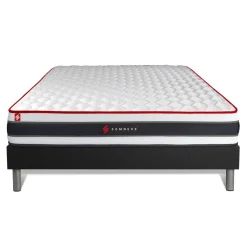 Somness Ensemble matelas ressorts ensaches et memoire de forme sommier kit noir