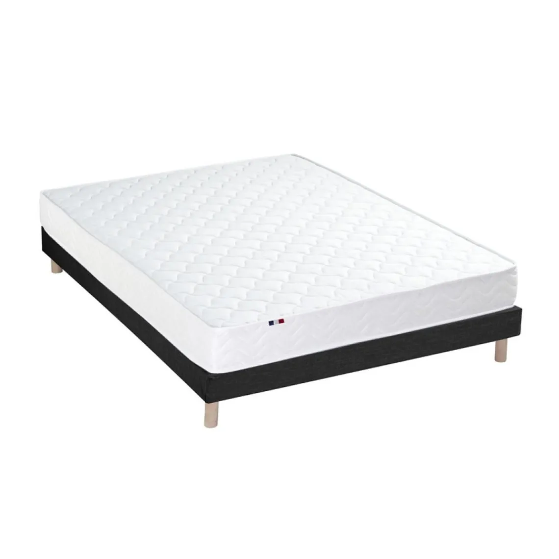 Selenia Ensemble Matelas Ressorts Fermes biconiques SPECTOS + Sommier Made in France - Sommier Noir Clearance