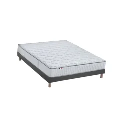 Selenia Ensemble Matelas Ressorts 7 zones COSMA + Sommier - Made in France - Sommier Noir New