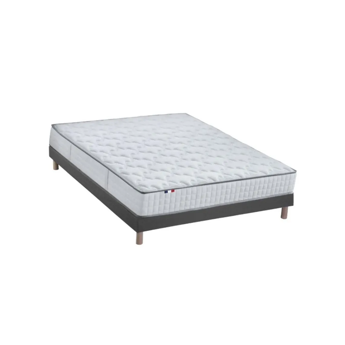 Selenia Ensemble Matelas Ressorts 7 zones COSMA + Sommier - Made in France - Sommier Noir New