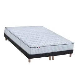 Selenia Ensemble Matelas Ressorts 7 zones COSMA + Sommier - Made in France - Sommier Noir New