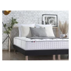 Selenia Ensemble Matelas Ressorts 7 zones COSMA + Sommier - Made in France - Sommier Noir New