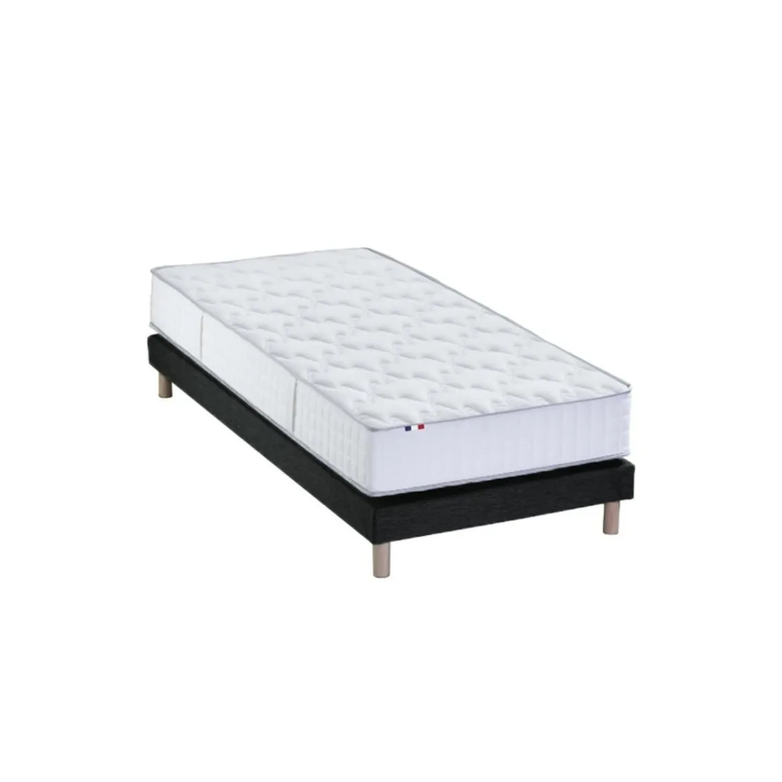 Selenia Ensemble Matelas Ressorts 7 zones COSMA + Sommier - Made in France - Sommier Noir New