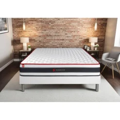 Somness Ensemble matelas ressorts ensaches et memoire de forme et sommier kit blanc Online